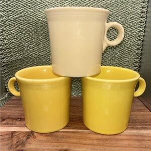Fiestaware Mug Set of 3 Yellow Ivory HLC Fiesta USA Ring Handle Coffee Cups